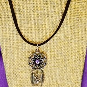 Silver Dream Catcher Brown Cord Boho Hippie Bohemian Westerncore Southwestern